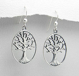 Tree Of Life Earrings with Intricate Engraving | Sterling Silver - Click Image to Close